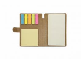 Bloco de Anotações Ecologico Capa em  kraft 15x10 1 cor em silk  5 mini blocos de folhas autoadesivas coloridas - Bloco de folhas autoadesivas amarelo 